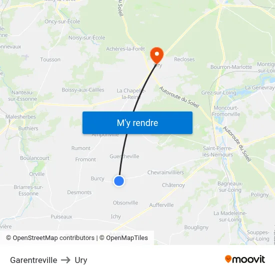 Garentreville to Ury map