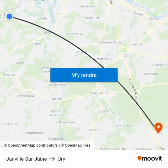 Janville-Sur-Juine to Ury map