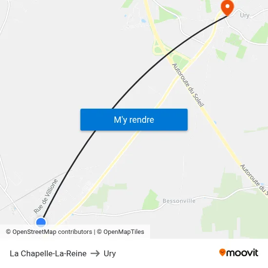 La Chapelle-La-Reine to Ury map