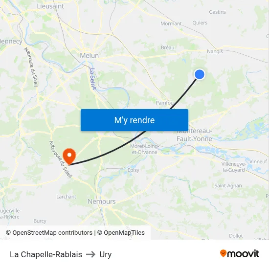La Chapelle-Rablais to Ury map