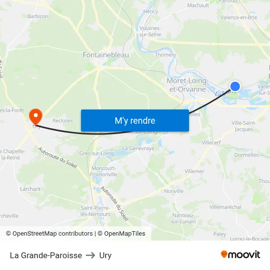 La Grande-Paroisse to Ury map