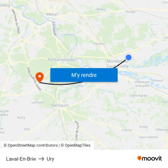 Laval-En-Brie to Ury map