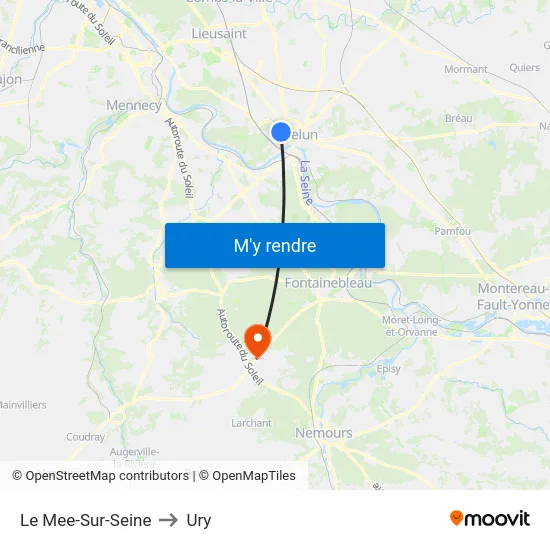 Le Mee-Sur-Seine to Ury map