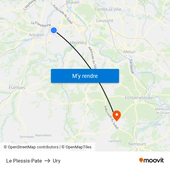 Le Plessis-Pate to Ury map