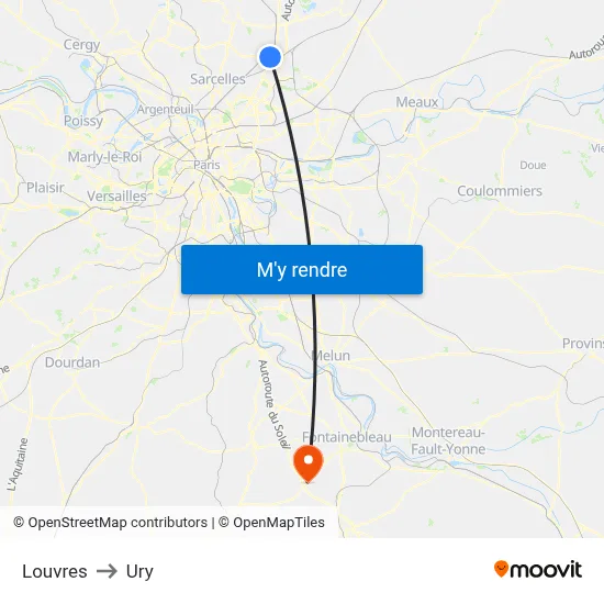 Louvres to Ury map