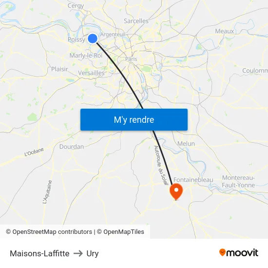 Maisons-Laffitte to Ury map