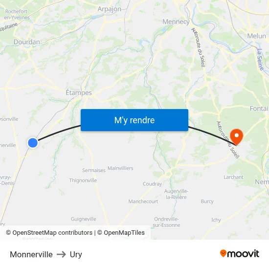 Monnerville to Ury map