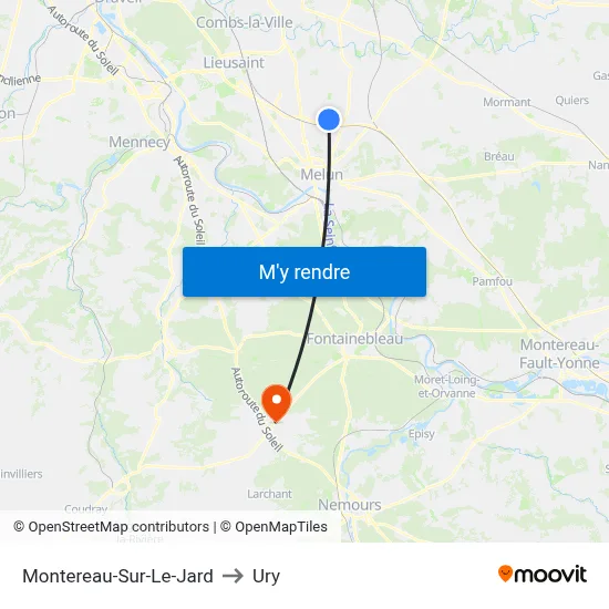 Montereau-Sur-Le-Jard to Ury map