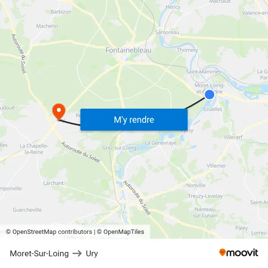 Moret-Sur-Loing to Ury map