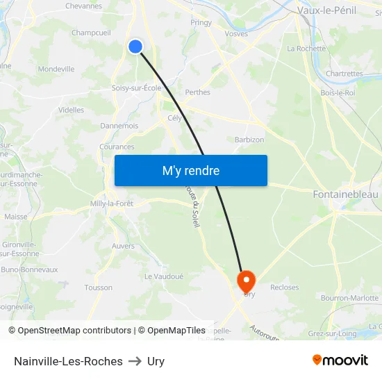 Nainville-Les-Roches to Ury map