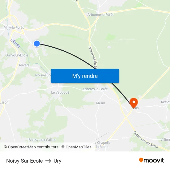 Noisy-Sur-Ecole to Ury map