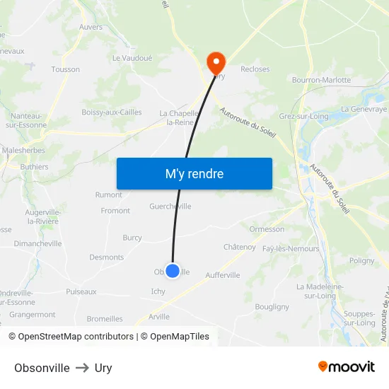 Obsonville to Ury map