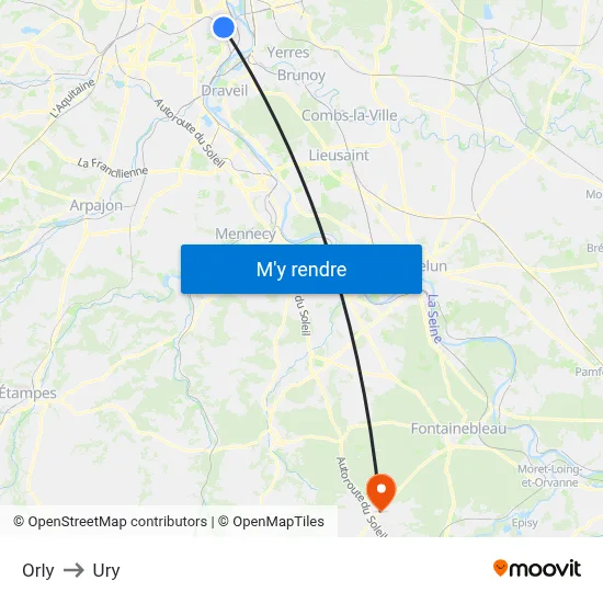 Orly to Ury map
