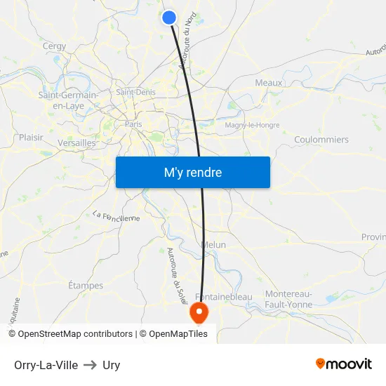 Orry-La-Ville to Ury map