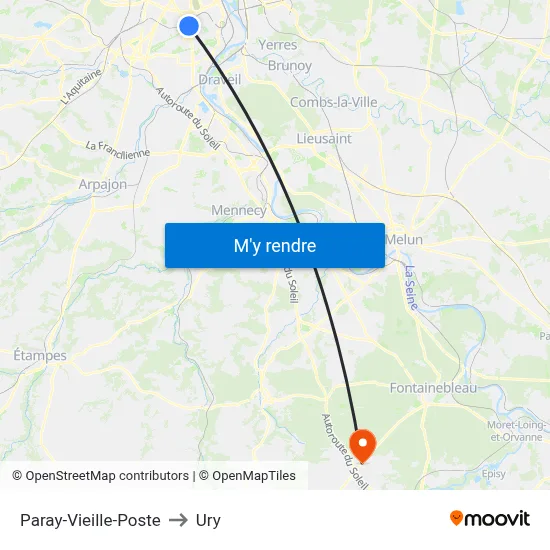Paray-Vieille-Poste to Ury map