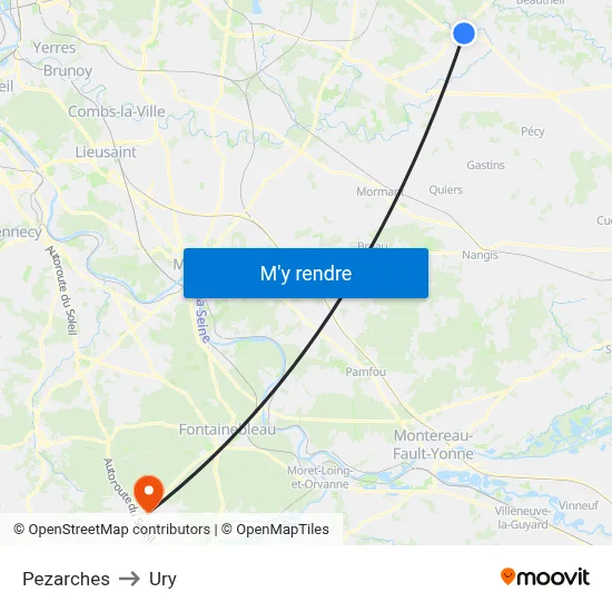 Pezarches to Ury map