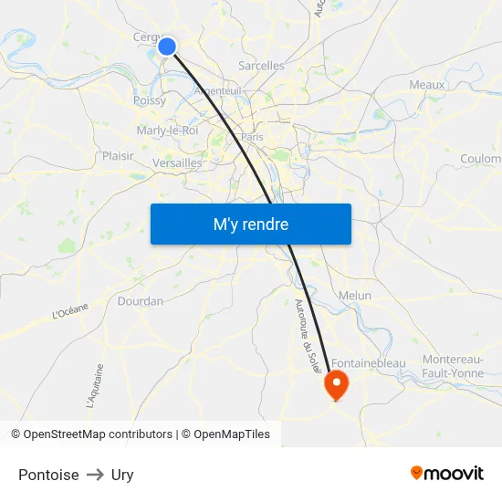 Pontoise to Ury map