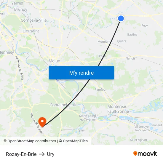 Rozay-En-Brie to Ury map