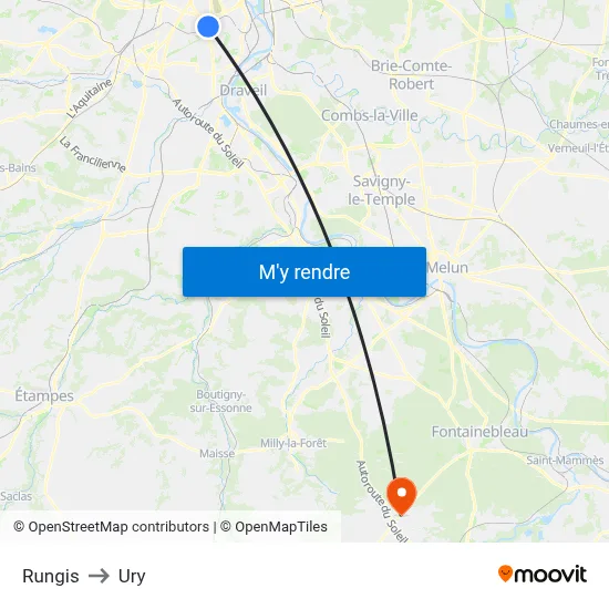 Rungis to Ury map