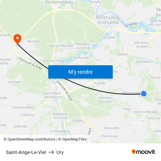 Saint-Ange-Le-Viel to Ury map