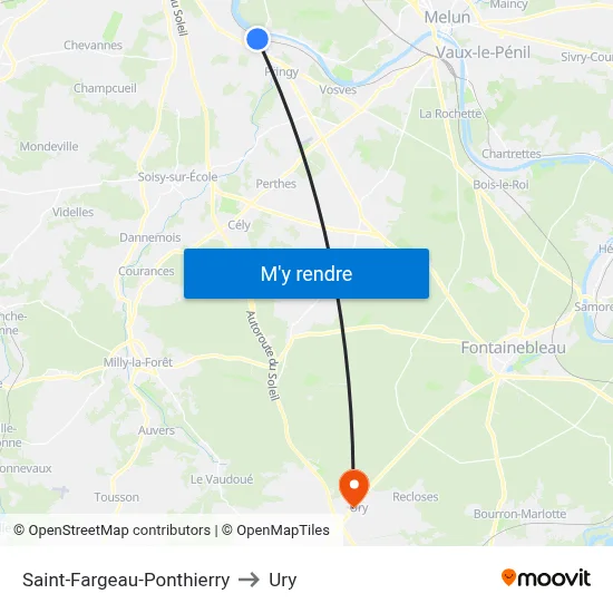Saint-Fargeau-Ponthierry to Ury map