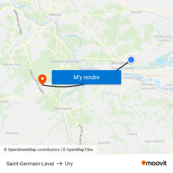 Saint-Germain-Laval to Ury map