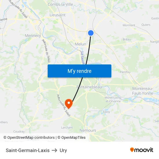 Saint-Germain-Laxis to Ury map