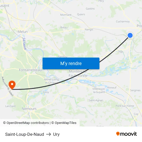 Saint-Loup-De-Naud to Ury map