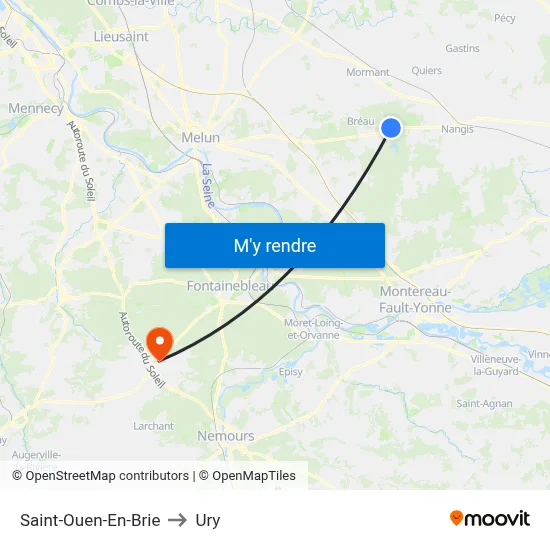 Saint-Ouen-En-Brie to Ury map