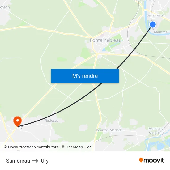Samoreau to Ury map