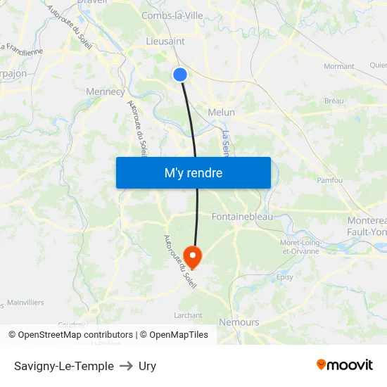 Savigny-Le-Temple to Ury map