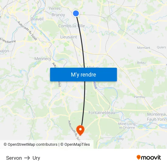 Servon to Ury map
