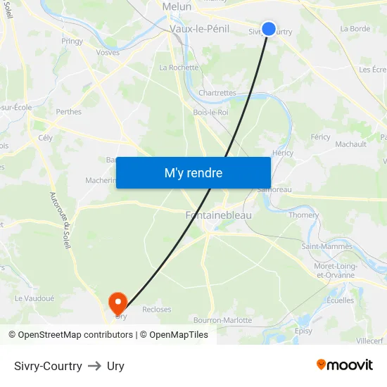 Sivry-Courtry to Ury map