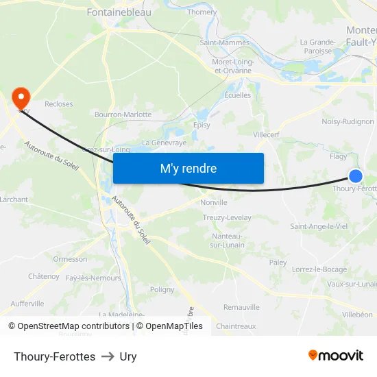 Thoury-Ferottes to Ury map