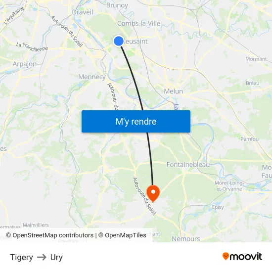 Tigery to Ury map