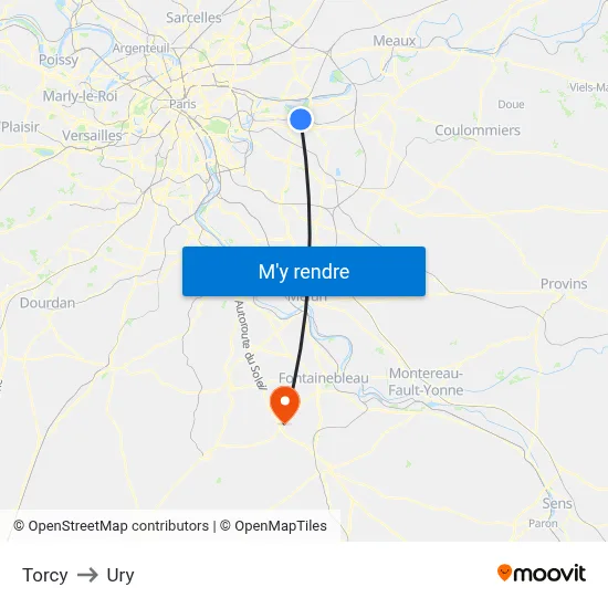 Torcy to Ury map