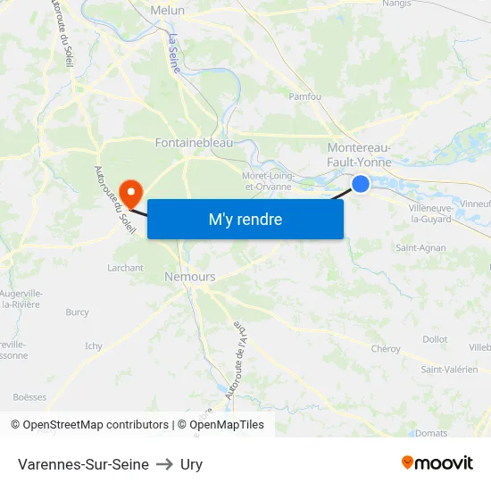 Varennes-Sur-Seine to Ury map