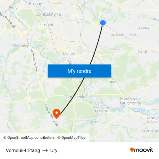 Verneuil-L'Etang to Ury map
