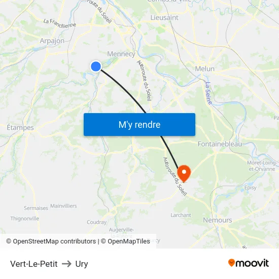 Vert-Le-Petit to Ury map