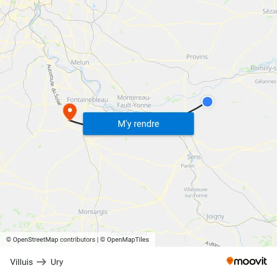 Villuis to Ury map
