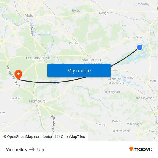 Vimpelles to Ury map