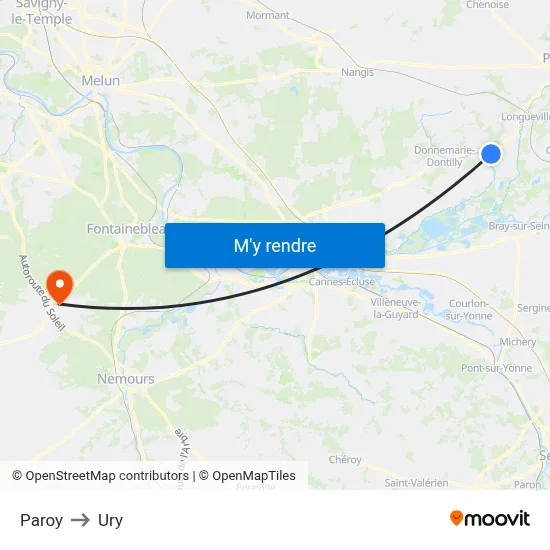 Paroy to Ury map