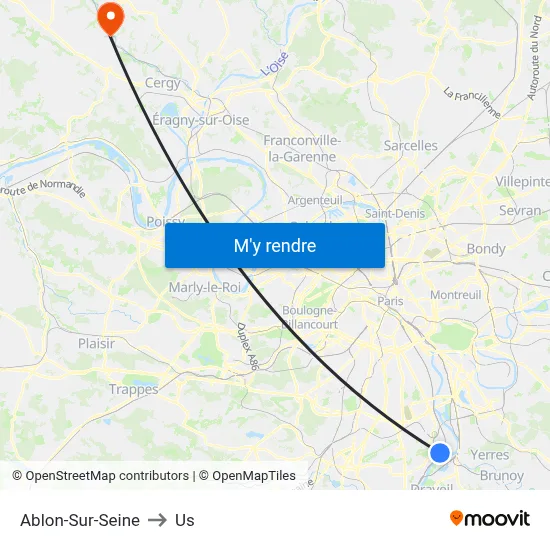 Ablon-Sur-Seine to Us map