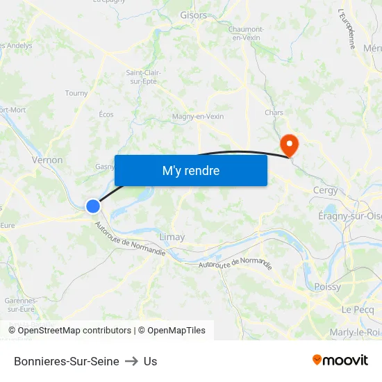 Bonnieres-Sur-Seine to Us map