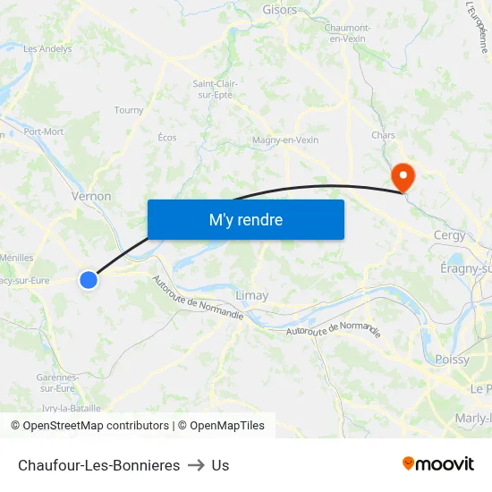 Chaufour-Les-Bonnieres to Us map