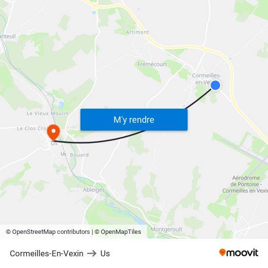 Cormeilles-En-Vexin to Us map