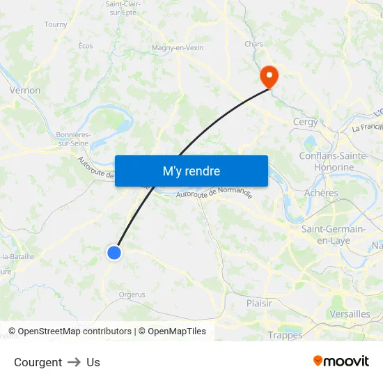Courgent to Us map