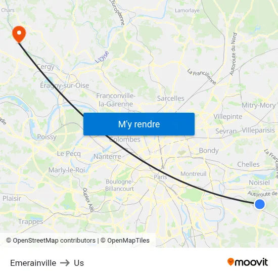 Emerainville to Us map
