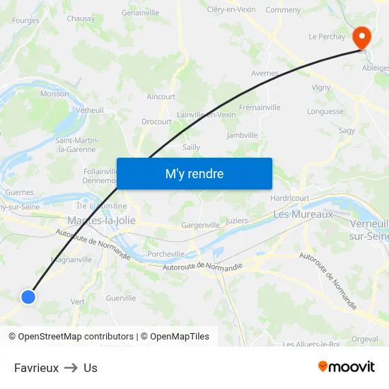 Favrieux to Us map