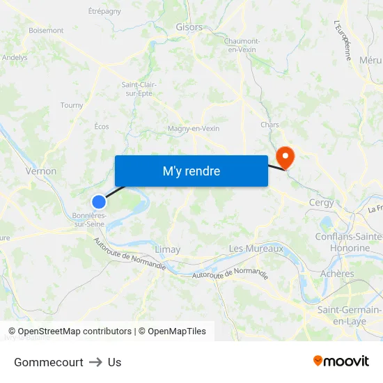 Gommecourt to Us map